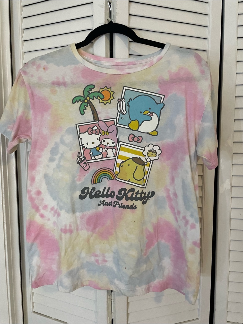 Hello Kitty Pastel Tie-Dye Short Sleeve Tee - Pink Blue Yellow